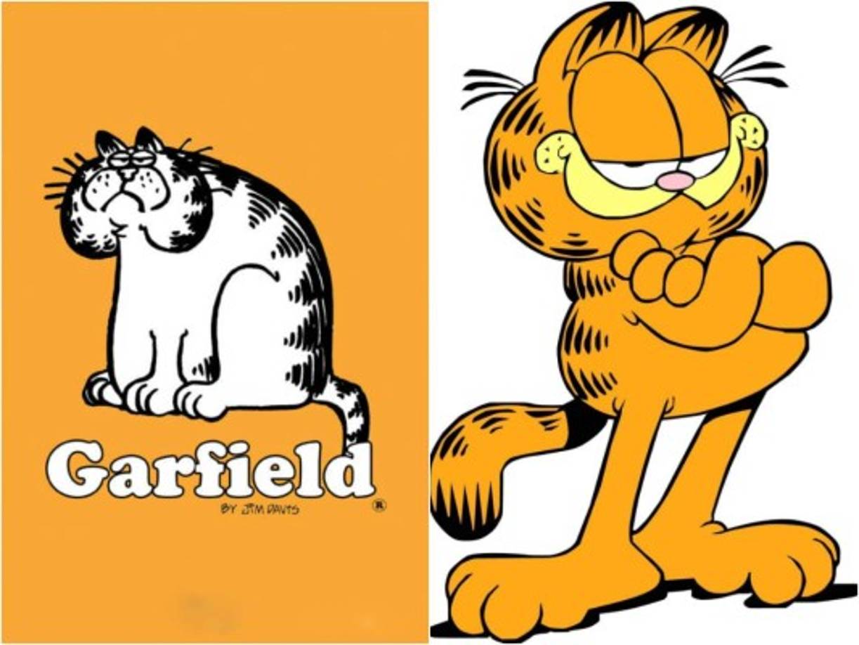 Garfield en 1978 y el dibujo que estamos acostumbrados a ver.