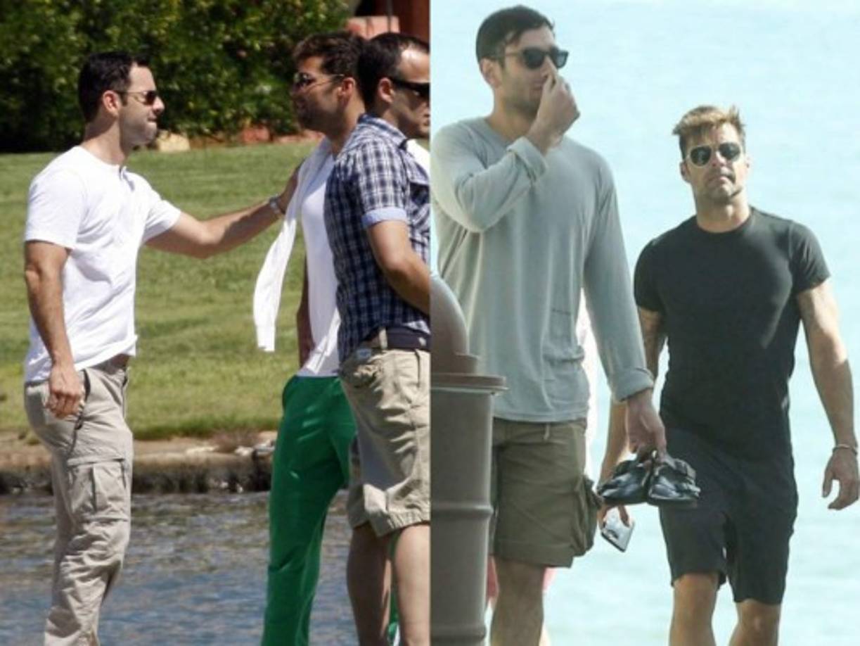 Ricky Martin con su ex y su actual pareja en looks casuales.