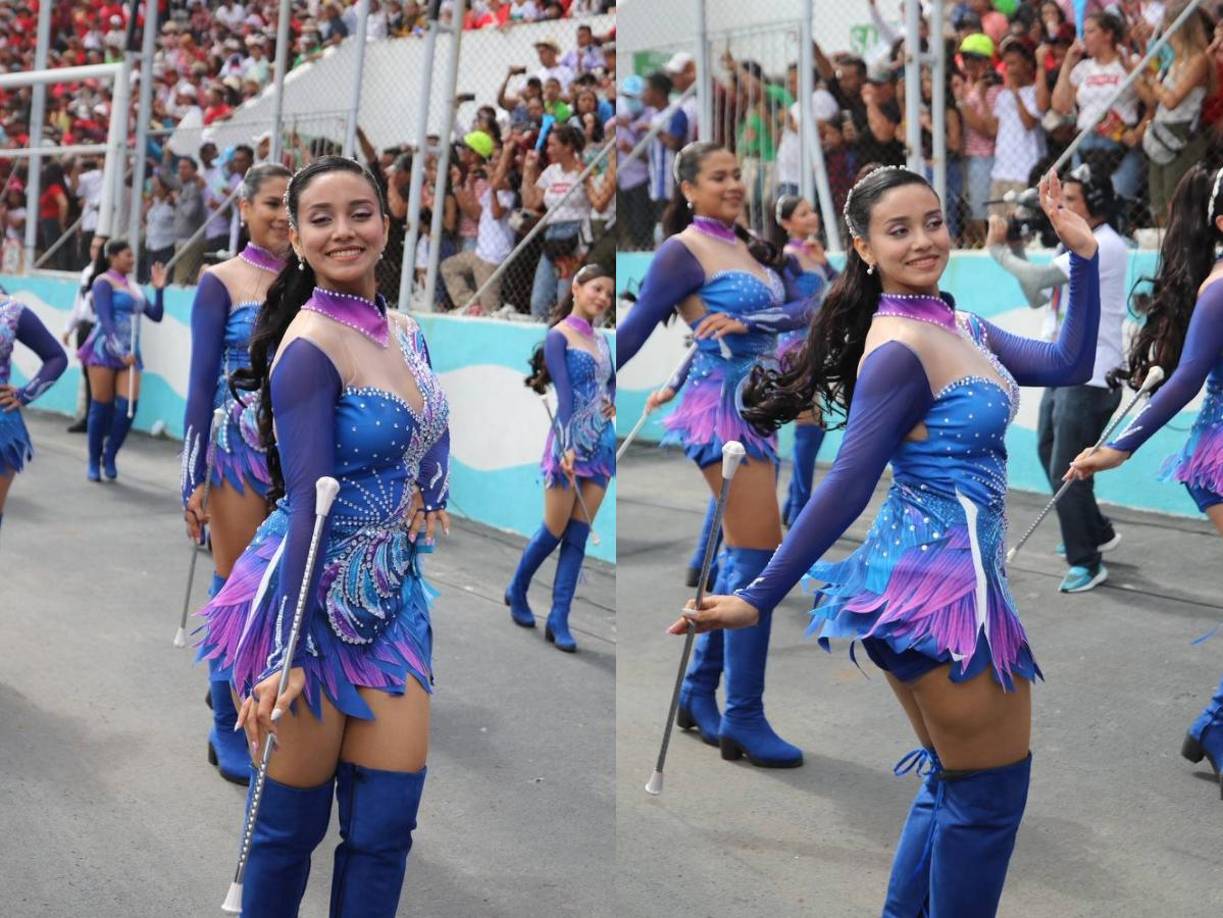 Una joven palillona acaparó miradas en los desfiles patrios de este 15 de septiembre de 2024 en Tegucigalpa. 