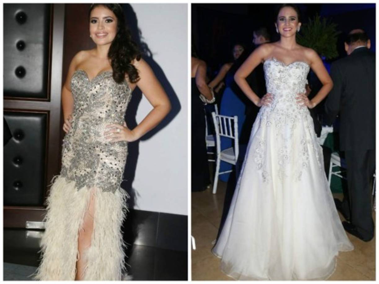 Larissa Ayesta con un diseño de Euphoria de Miami y Andrea Araujo en un Giselle Matamala.