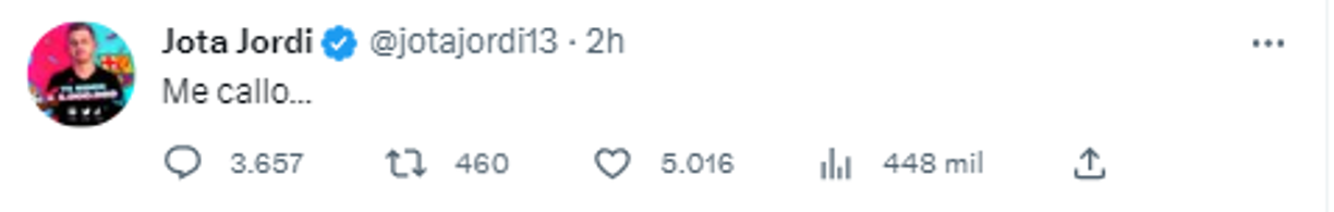 Jota Jordi de El Chiringuito fue breve: “Me callo...”.