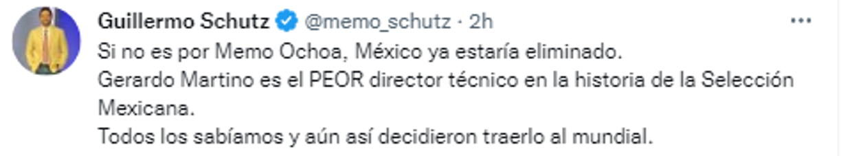 El periodista y reportero Guillermo Schutz criticó al entrenador del conjunto azteca.