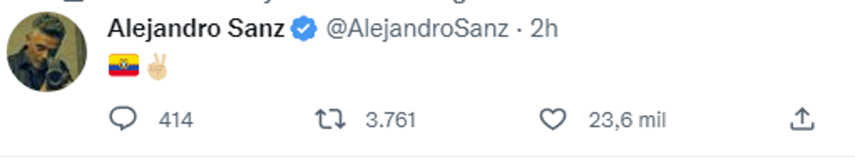 El cantante español, Alejandro Sanz, también mostró su apoyo en redes sociales.