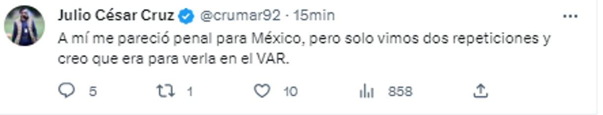 Julio Cruz, periodista de El Heraldo: “A mí me pareció penal para México, pero solo vimos dos repeticiones y creo que era para verla en el VAR”.