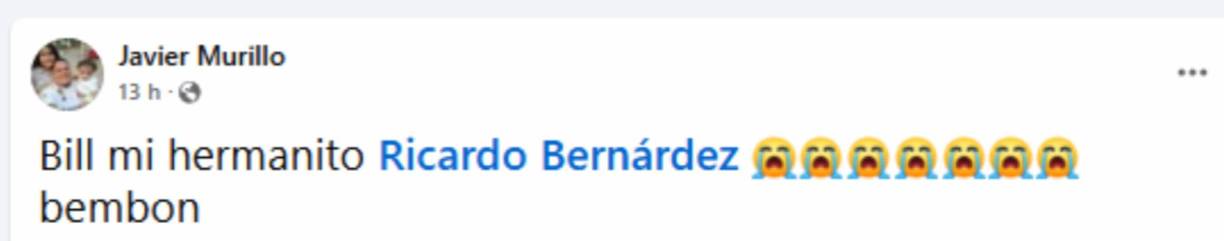 Otro de los conmovedores mensajes en Facebook lamentando la muerte de Ricardo.