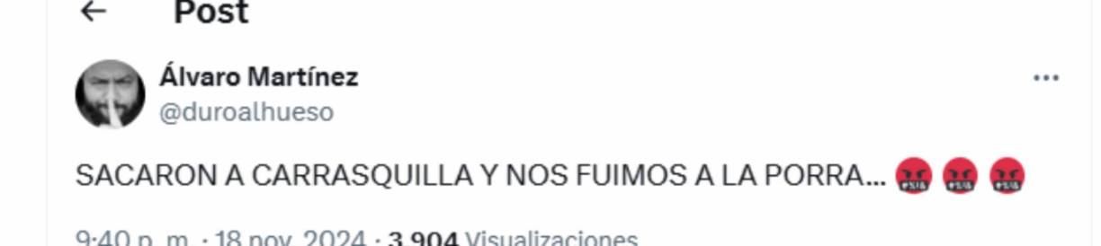 Álvaro Martínez de Panamá señaló que la salida de Carrasquilla provocó que Panamá se viniera abajo. 