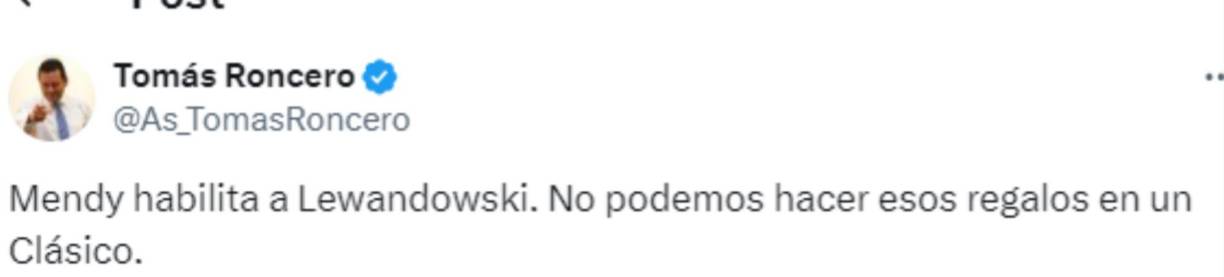 Tomás Roncero señaló al lateral Mendy por su error en el primer gol del FC Barcelona.