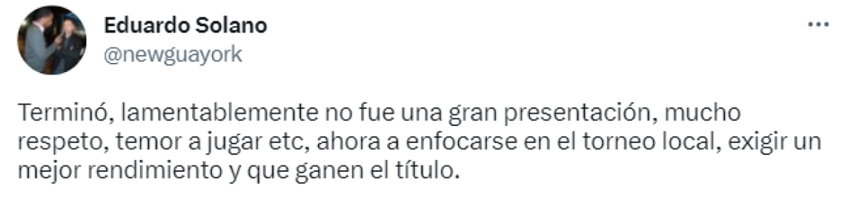 “Lamentablemente no fue una gran presentación”, dijo Eduardo Solano sobre la goleada al Ciclón Azul.