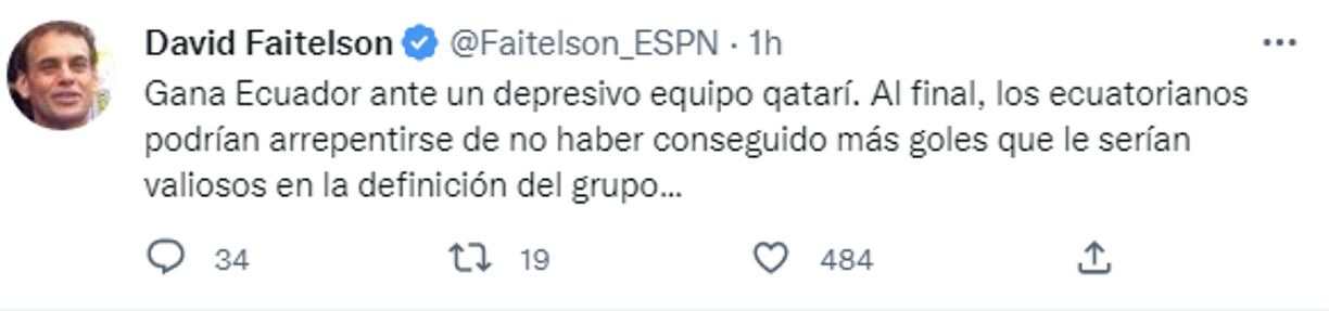 Según Faitelson, el conjunto ecuatoriano tuvo la oportunidad de golear al equipo qatarí. 