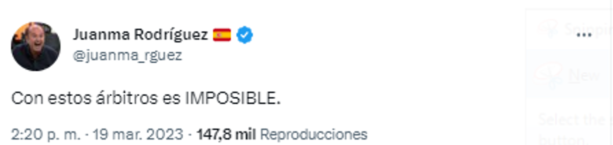 Juanma Rodríguez de El Chiringuito se quejó del arbitraje.