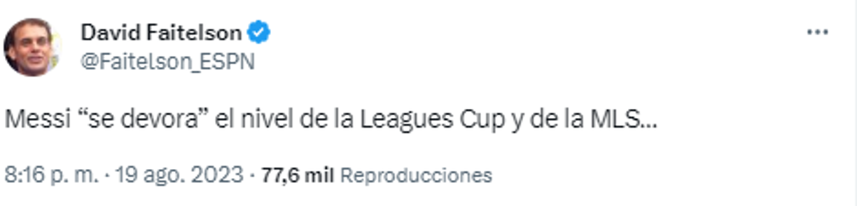 David Faitelson: “Messi se devora el nivel de la Leagues Cup y de la MLS...”