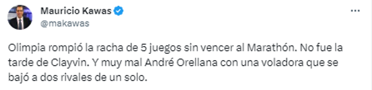 Mauricio Kawas: “Muy mal André Orellana con una voladora que se bajó a dos rivales de un solo”.