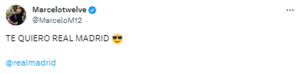 El exjugador del Real Madrid, Marcelo también se pronunció tras la victoria ante Barcelona y expresó: “TE QUIERO REAL MADRID”, en sus redes sociales.