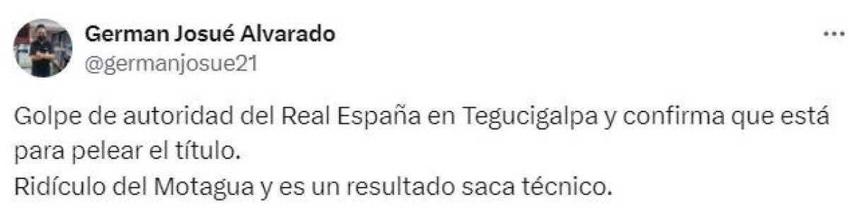 “Ridículo de Motagua y es un resultado saca técnico”, comentó el periodista German Alvarado.