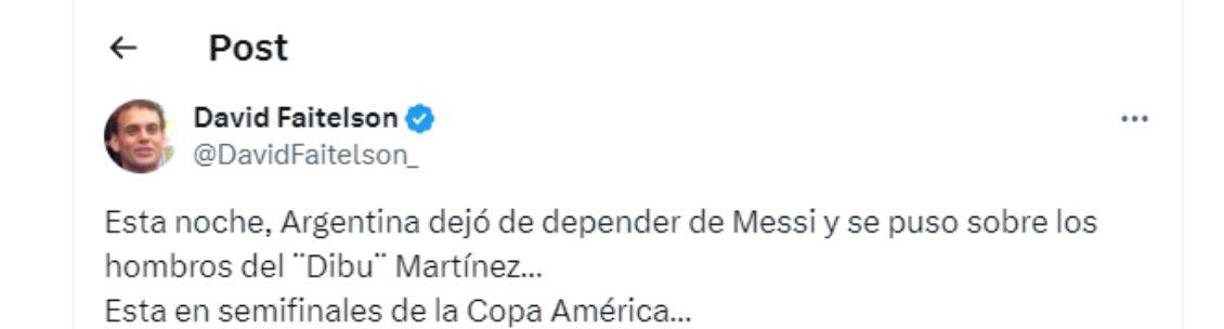 David Faitelson dejó su punto sobre el pase a semifinales de la selección de Argentina.