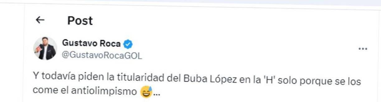 Gustavo Roca dejó su comentario sobre el error de Buba López.