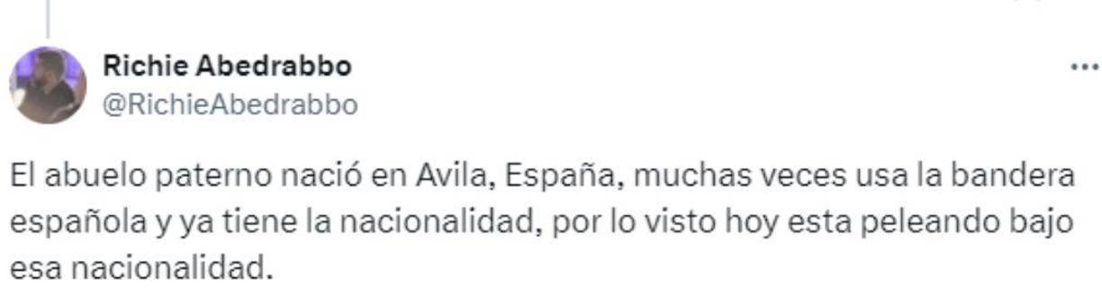 Richie Abedrabbo fue otro de los que informó sobre la razón por la que Teófimo peleó como representante de España.