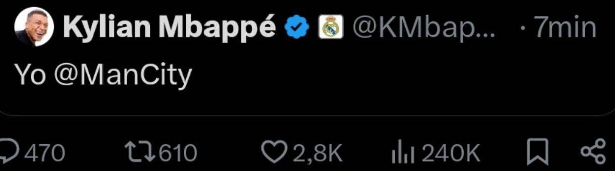 En otro de los mensajes de Mbappé señaló ser del Manchester City.
