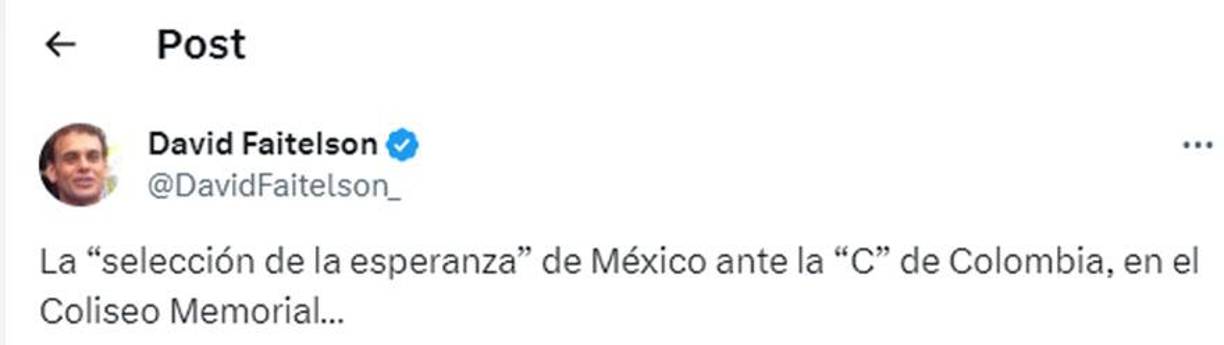 Faitelson dejó diversos comentarios respecto al partido. La selección mexicana terminó perdiendo 3-2 ante Colombia con gol al minuto 92 a favor de los colombianos.