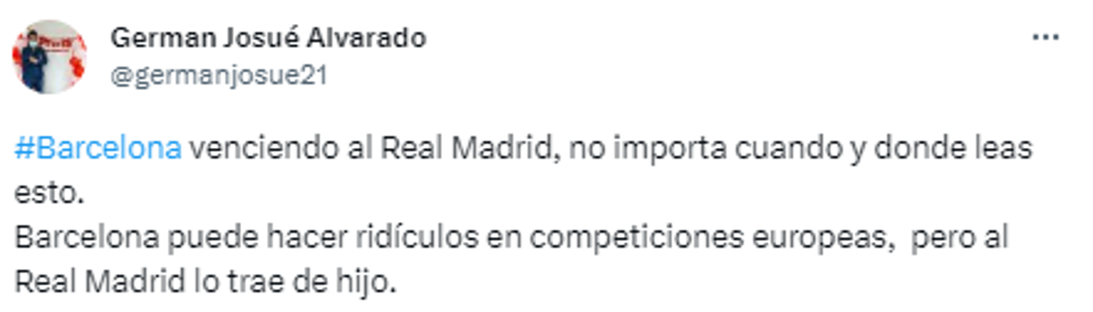German Alvarado, periodista hondureño: “Barcelona puede hacer ridículos en competiciones europeas, pero al Real Madrid lo trae de hijo”.