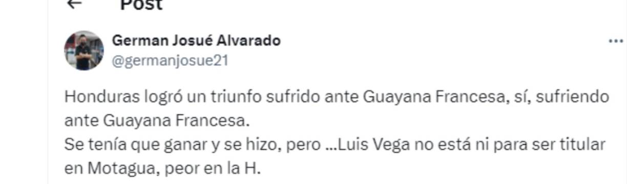 German Alvarado de Diario LA PRENSA también cuestionó a Luis Vega por su bajo nivel. 