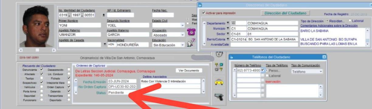 El detenido esta siendo trasladado a Tegucigalpa, donde sera puesto a la orden de la Fiscalía por los delitos de secuestro, robo con violencia o intimidación, portación ilegal de armas y actos de lujuria.