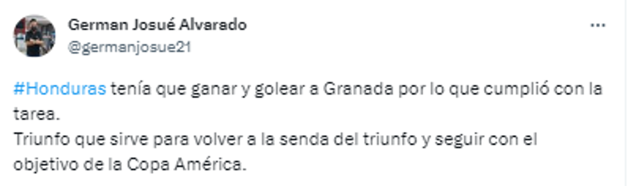 German Alvarado, periodista de Diario LA PRENSA: “Honduras tenía que ganar y golear a Granada por lo que cumplió con la tarea. Triunfo que sirve para volver a la senda del triunfo y seguir con el objetivo de la Copa América”.