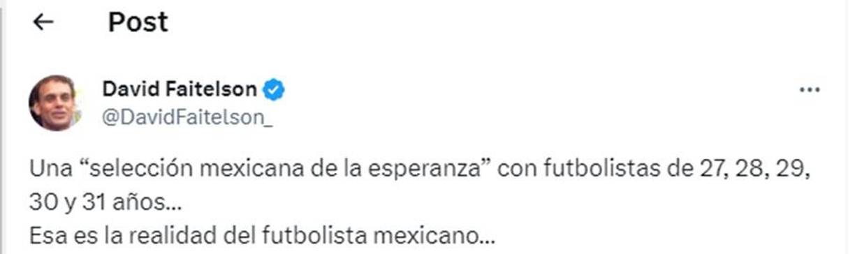”Esa es la realidad del futbolista mexicano”, lamentó Faitelson luego del 3-2 sufrido por México ante Colombia.