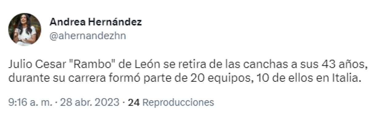Andrea Hernández, periodista de canal 11 se pronunció en su cuenta de Twitter sobre el adiós de Rambo.