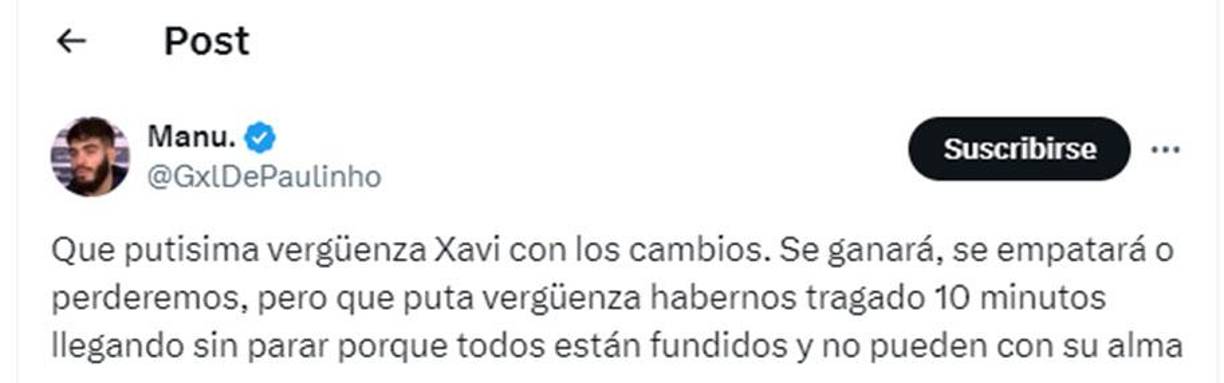 Aficionados del FC Barcelona reaccionaron molestos con Xavi.