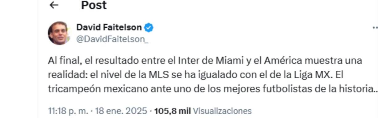 Otro de los comentarios de Faitelson sobre el duelo Inter Miami vs América. 