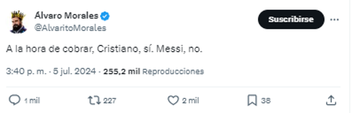 Morales recordó el penal fallado por Messi y el que anotó Cristiano en la Eurocopa 2024.