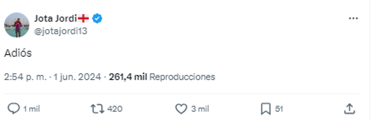 Jota Jordi solamente se limitó a decir: “Adiós”