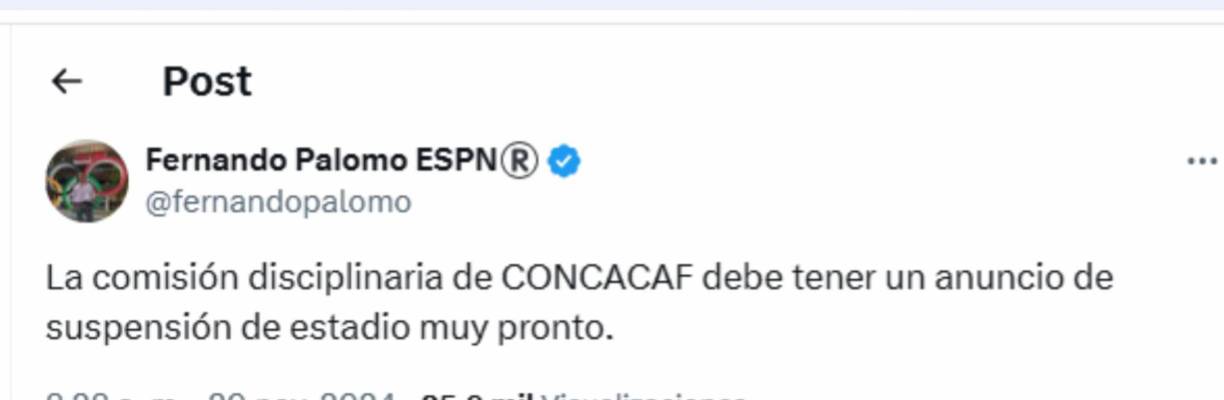 Fernando Palomo de ESPN señaló que Concacaf debe de castigar a México por los incidentes al banquillo de Honduras. 