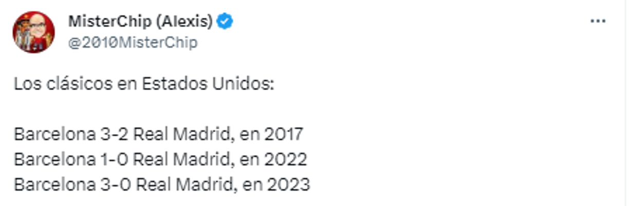 El dato de MisterChip sobre los clásicos en Estados Unidos.