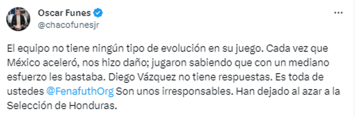La reacción de Óscar Funes tras la goleada que recibió Honduras.