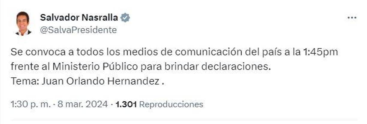 Salvador Nasralla, actual designado presidencial en el Gobierno de Xiomara Castro. Nasralla compitió con Juan Orlando Hernández en las elecciones generales de 2017. 