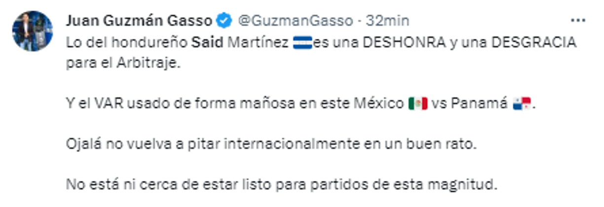 Juan Gasso, narrador y locutor: “Lo del hondureño Said Martínez es una DESHONRA y una DESGRACIA para el Arbitraje”.