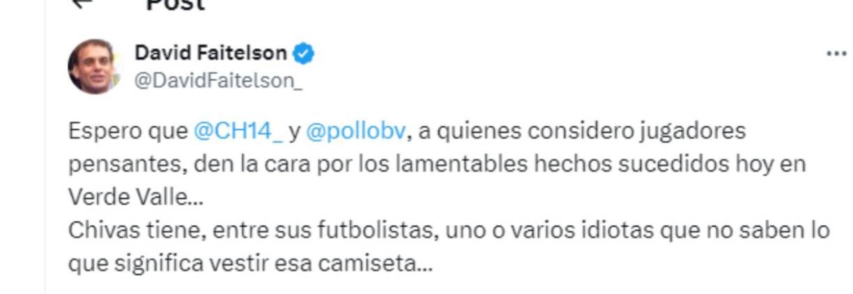 Faitelson tildó de “idiotas” a jugadores de las Chivas luego de que le lanzaron un petardo a los periodistas que llegaron a realizar entrevistas. 
