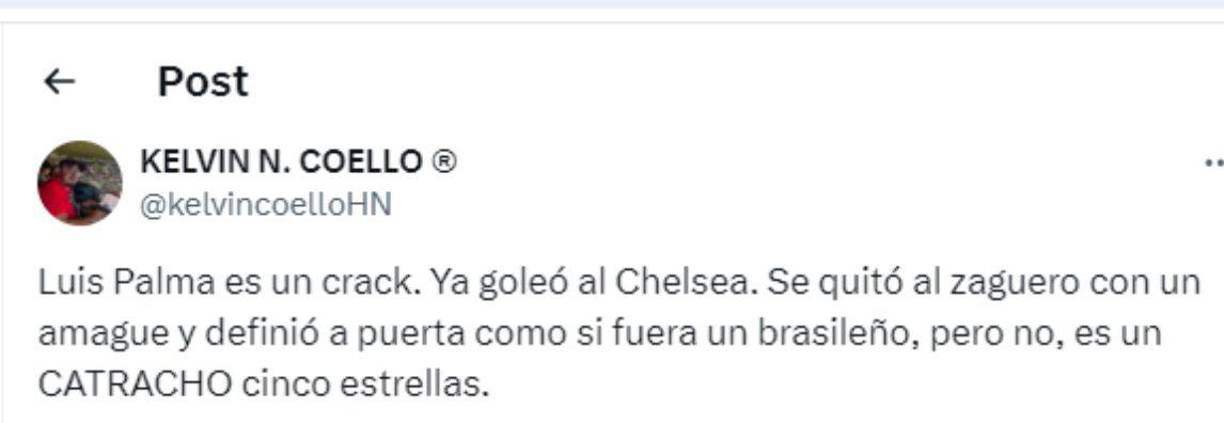 ”Luis Palma es un crack. Como si fuera un brasileño, pero no, es un catracho cinco estrellas”, señaló el periodista Kelvin Coello.