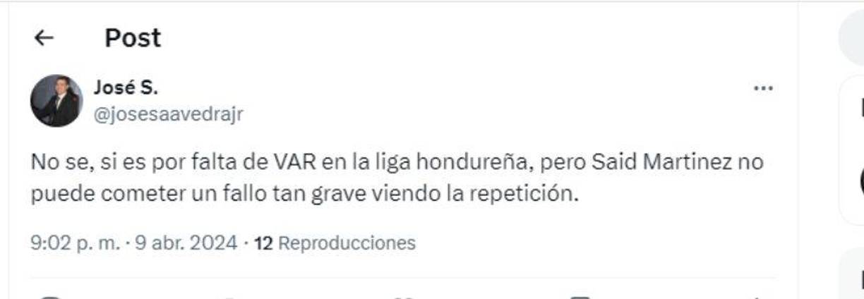 ”Said no puede cometer un fallo tan grave viendo la repetición”, señalaron.