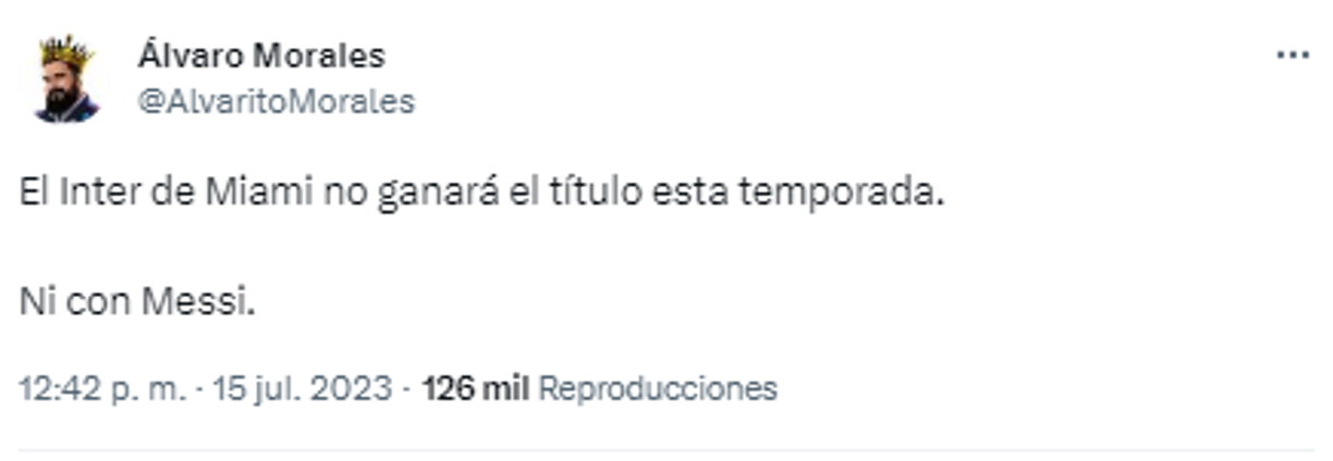 ”El Inter de Miami no ganará el título esta temporada. Ni con Messi”, ha sido otra de las frases que le puede leer en ataque al futbolista de 36 años y a su nuevo equipo.