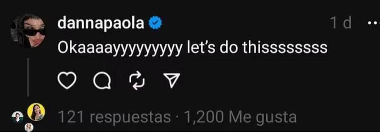 Danna Paola: La cantante fue una de las primeras celebridades en unirse y ni bien se conectó, escribió: “Ok, hagamos esto”.