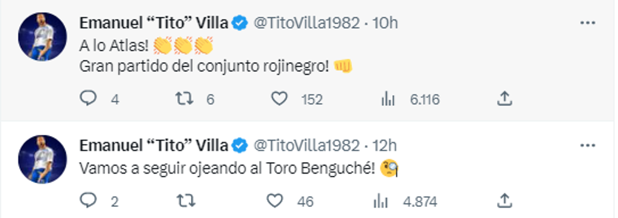 Emanuel “Tito” Villa, comentarista de TUDN: “¡A lo Atlas! Gran partido del conjunto rojinegro.”