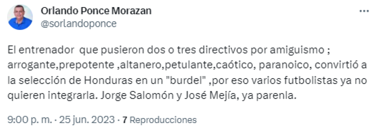 Orlando Ponce lanzó fuertes comentarios sobre Diego Vázquez y directivos de la Fenafuth.