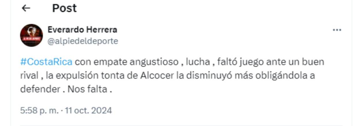 Everaldo Herrera de Costa Rica dejó su análisis sobre la selección tica luego del mal resultado ante Guayana Francesa.