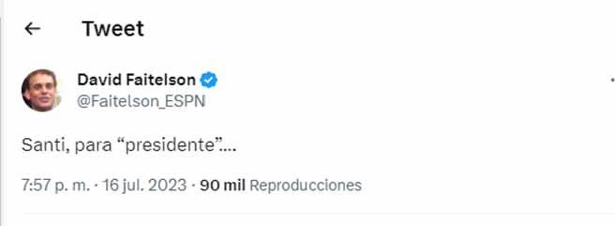 Faitelson ironizó al señalar que Santi Giménez, héroe de México en la final al marcar el gol del título, debería de ser “presidente.”