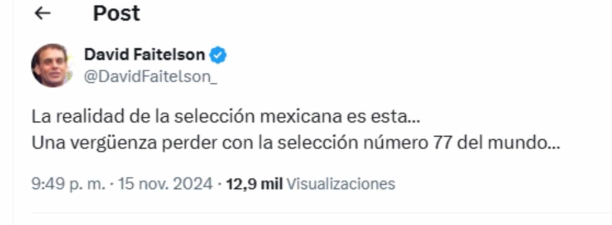 “México es una “caricatura”... Querían a Javier Aguirre, ahí lo tienen...”, fue el mensaje de un indignado Faitelson. 
