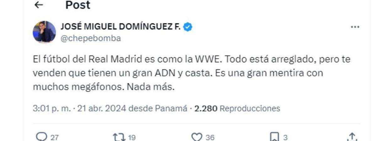 ChepeBomba de Panamá explotó contra el árbitro y lanzó fuertes comentarios contra Real Madrid.