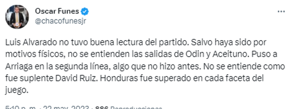 Óscar Funes hizo la valoración del partido con los cambios de Luis Alvarado.